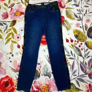 Pilcro and the letterpress high rise skinny jeans floral contrast stripe size 28